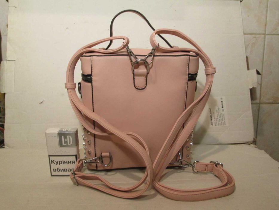 Сумка рюкзак через плечо женская кожзам Sofiya розовая