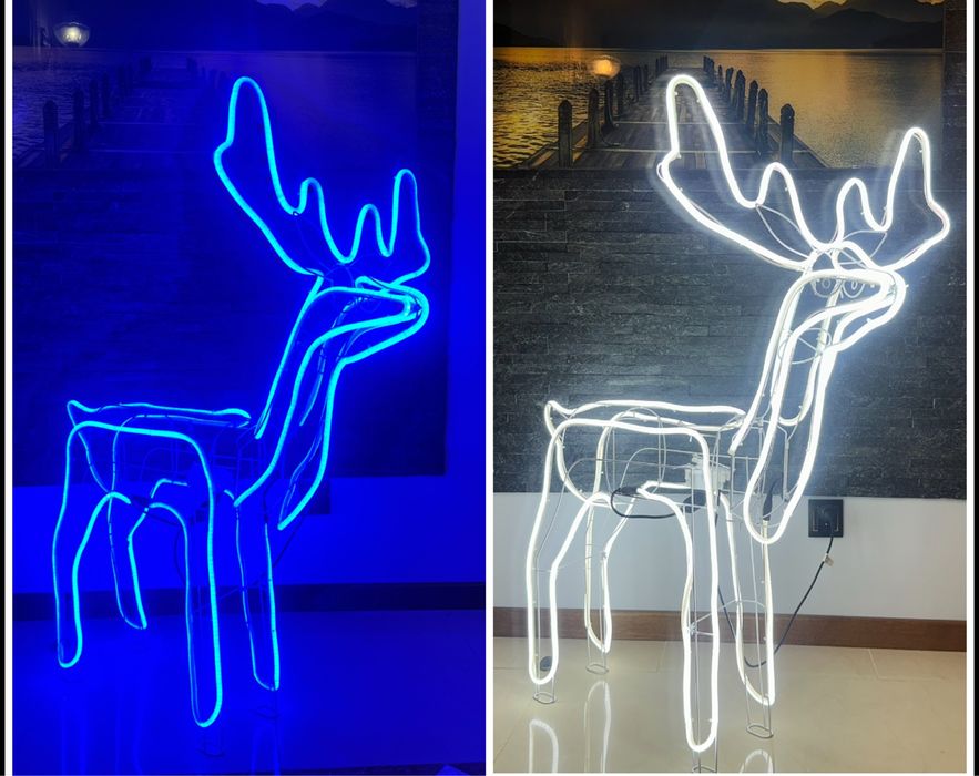 Renifer led neonowy XXL rusza głową nowy świąteczny 120cm duży efekt