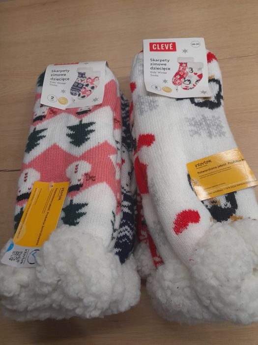 Nowy 2pak zimowe skarpetki świąteczne r.28-30