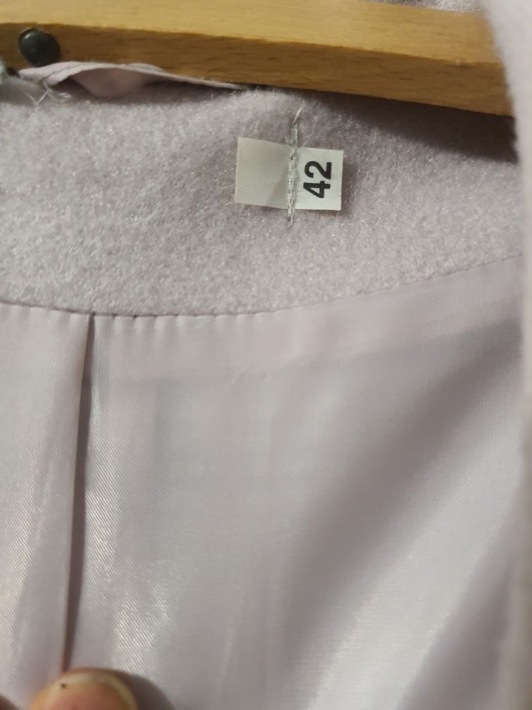 Płaszcz damski, rozmiar 42, pudrowy róż/ ala beż