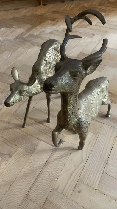 Veados Buck and Doe em bronze