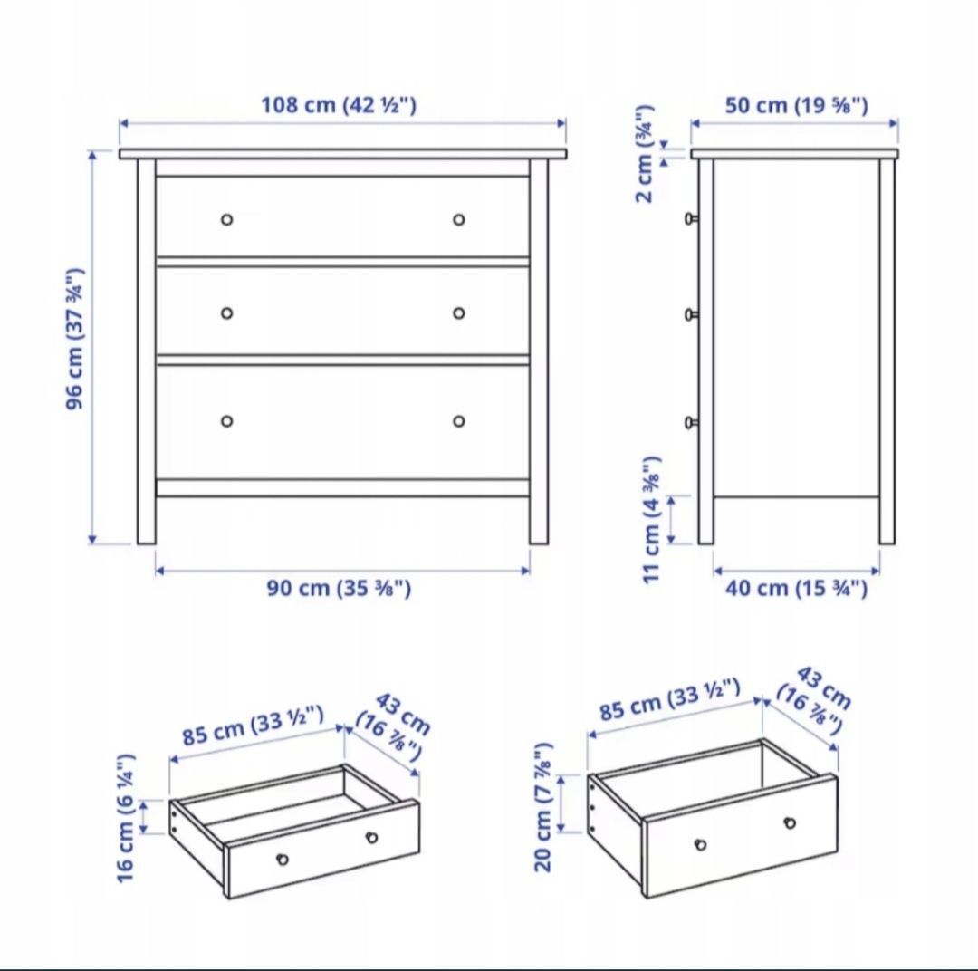 Komoda IKEA Hemnes 3 szuflady biała