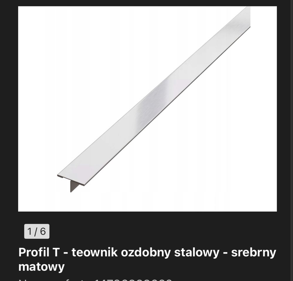 Profil T Teownik 2cm matowy stalowy bardzo dobra jakość