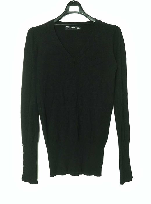 Sweter damski czarny dopasowany długi rękaw Zara S