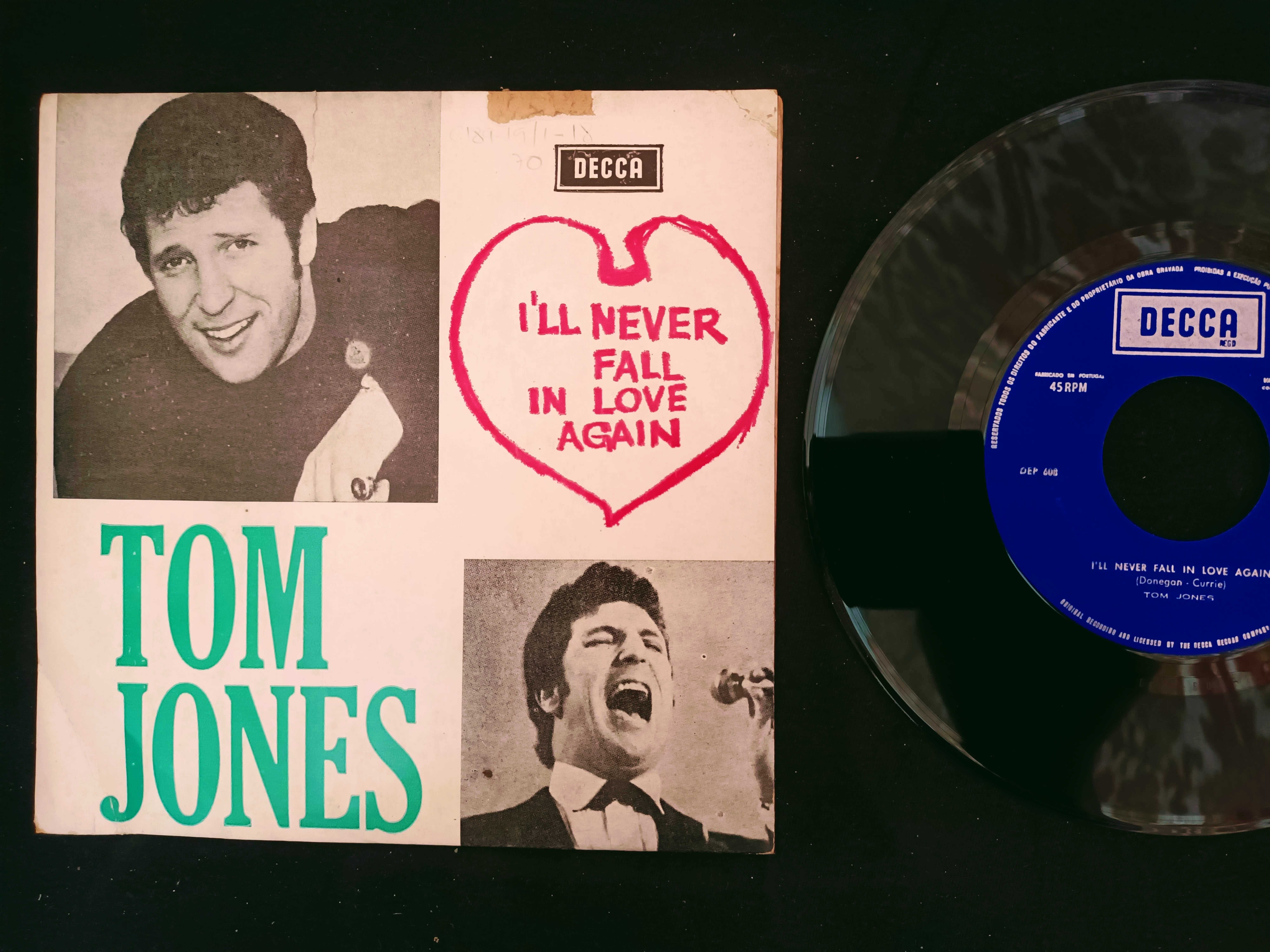 Disco de Vinil 45 RPM – TOM JONES – I Ll Never Fall In Love Again ...