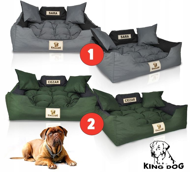 Legowisko dla psa kojec KINGDOG 55x45 cm personalizowane zielone