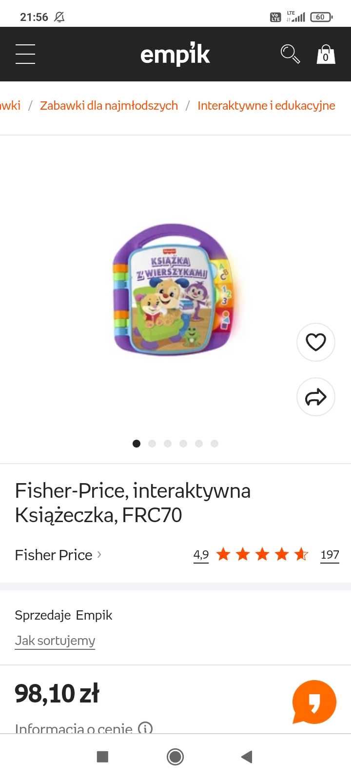 Książka z wierszykami interaktywna Fischer Price