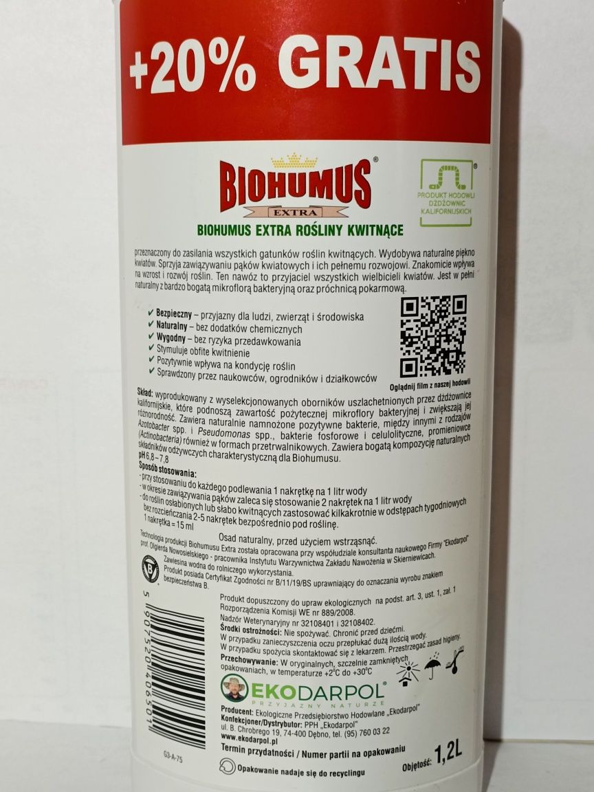 Biohumus do roślin kwitnących 1,2L naturalny nawóz