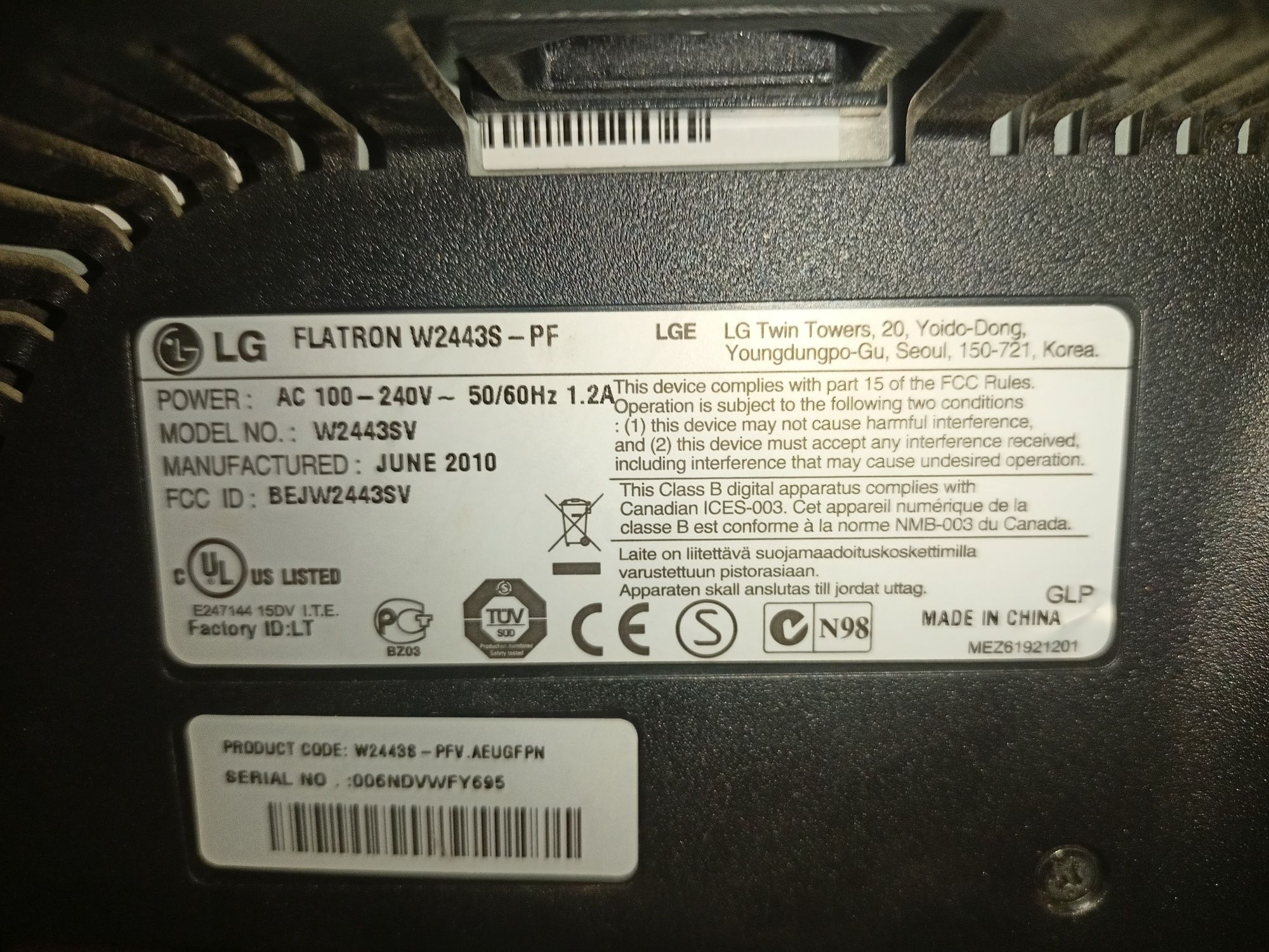 Lg flatron"24" 60hz