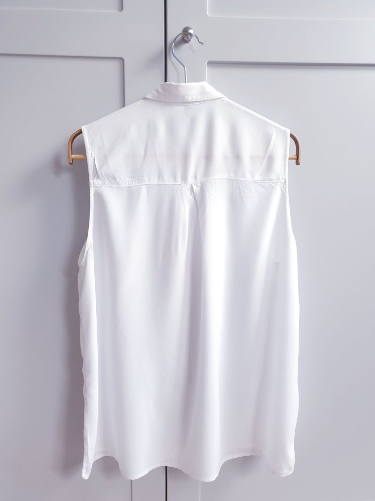 Biała bluzka koszula z wiskozy bez rękawów H&M 44