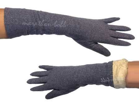 Rękawiczki damskie ciepłe wełniane długie 35cm kolor Szary Wrocław