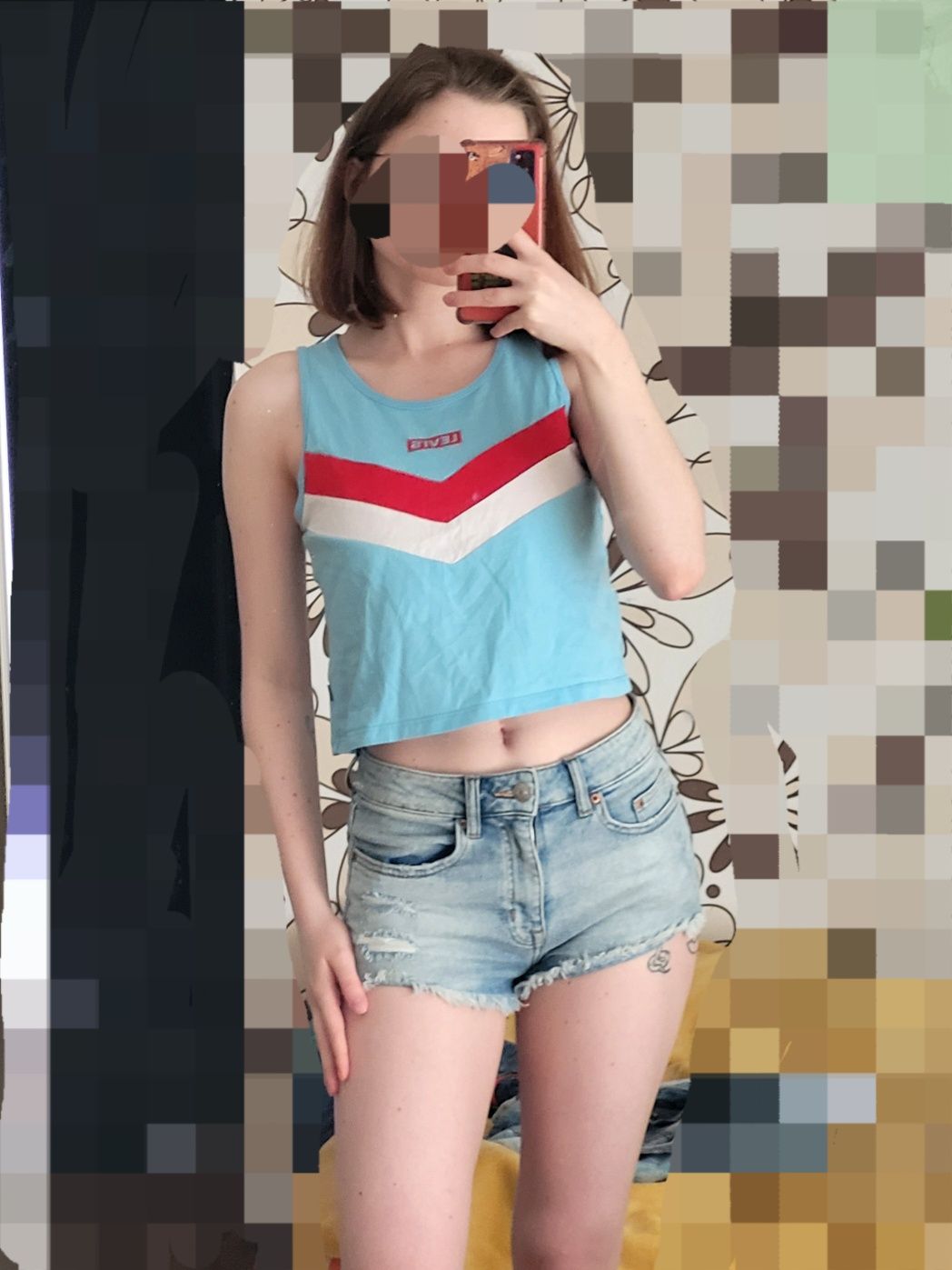 Top koszulka crop top niebieski levis vintage retro