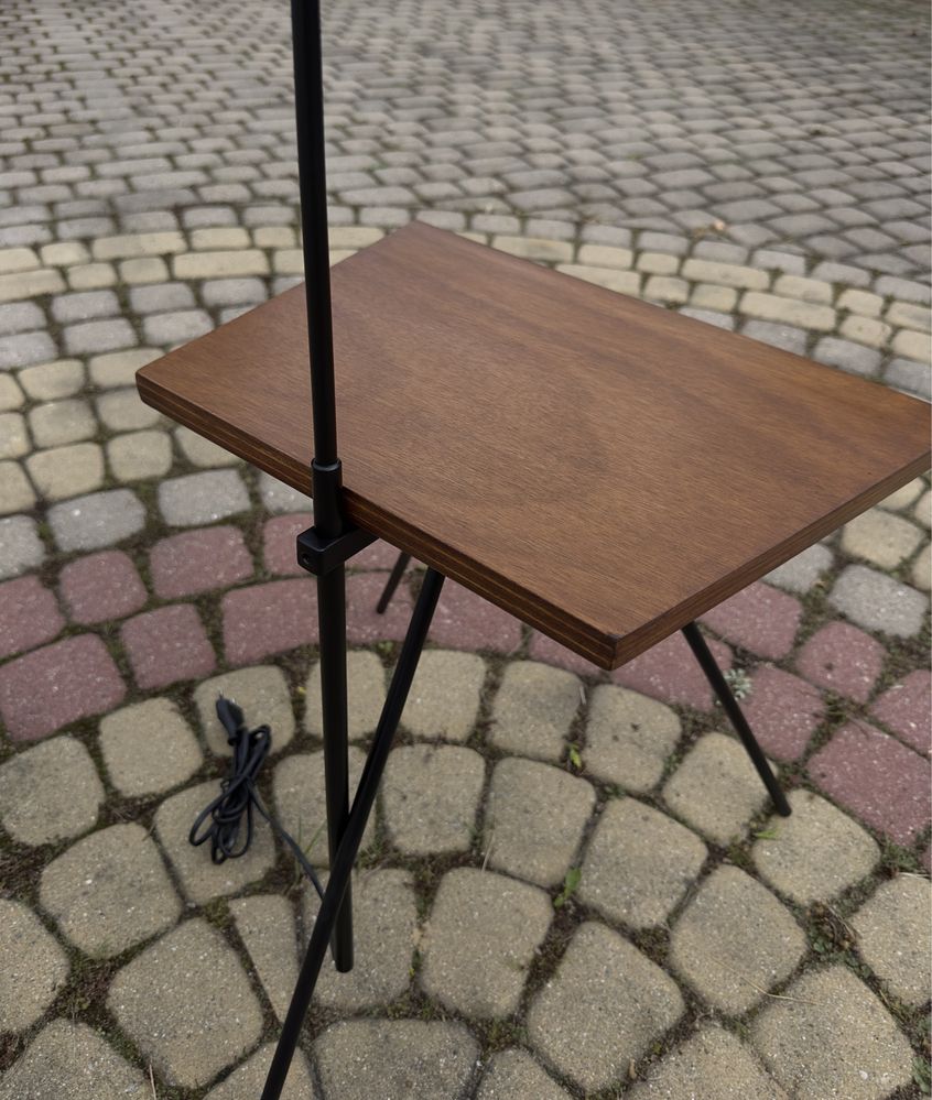 Lampka podłogowa ze stolikiem loftowa prl vintage loft