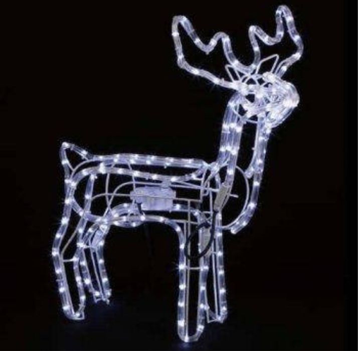 Світлодіодна новорічна гірлянда олень білий 100 см крутиться голова