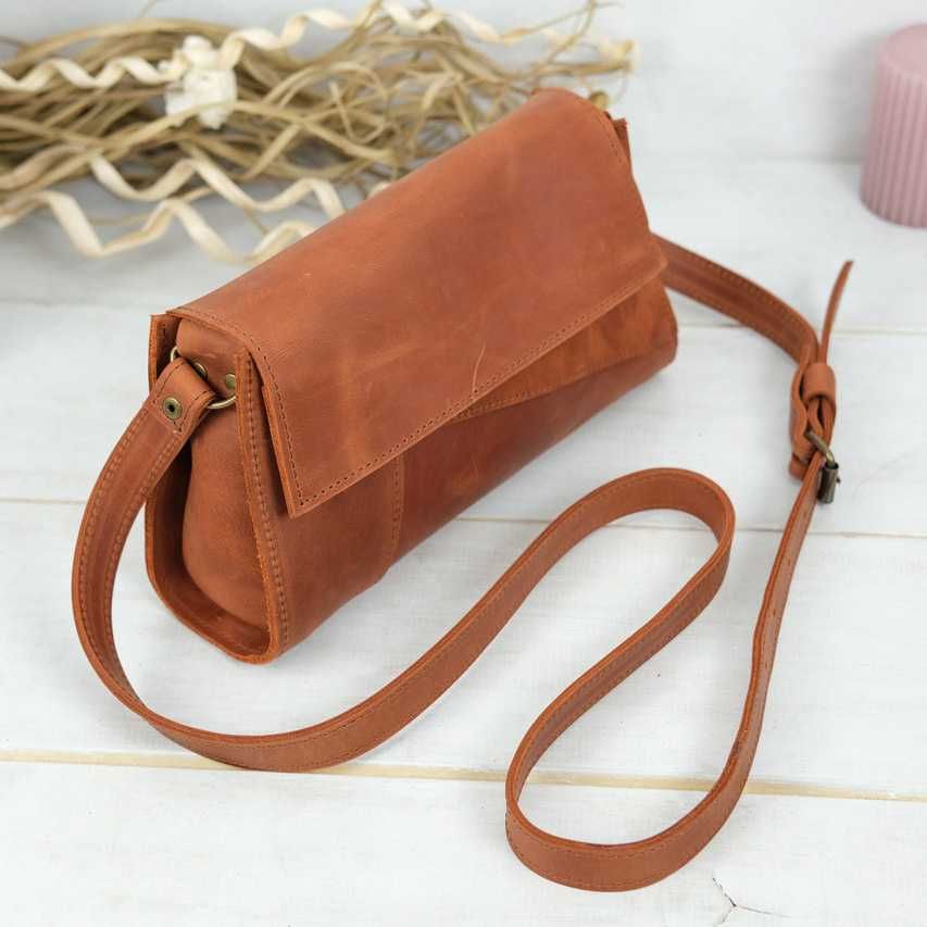 Torebka Crossbody z naturalnej skóry - brązowa