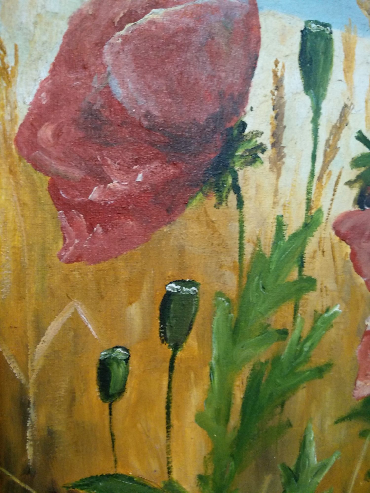 Картина "Маки на пшеничном поле". Автор Гурский. Холст масло.