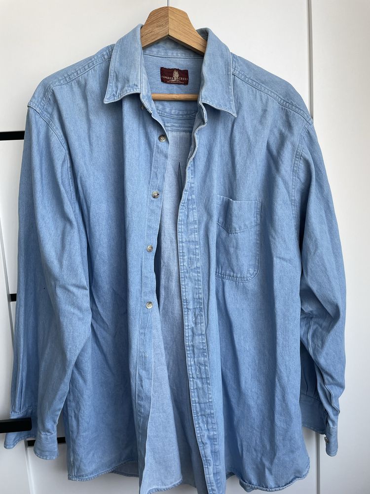 Lekka kurtka koszulowa Wrangler blue denim vintage plus size