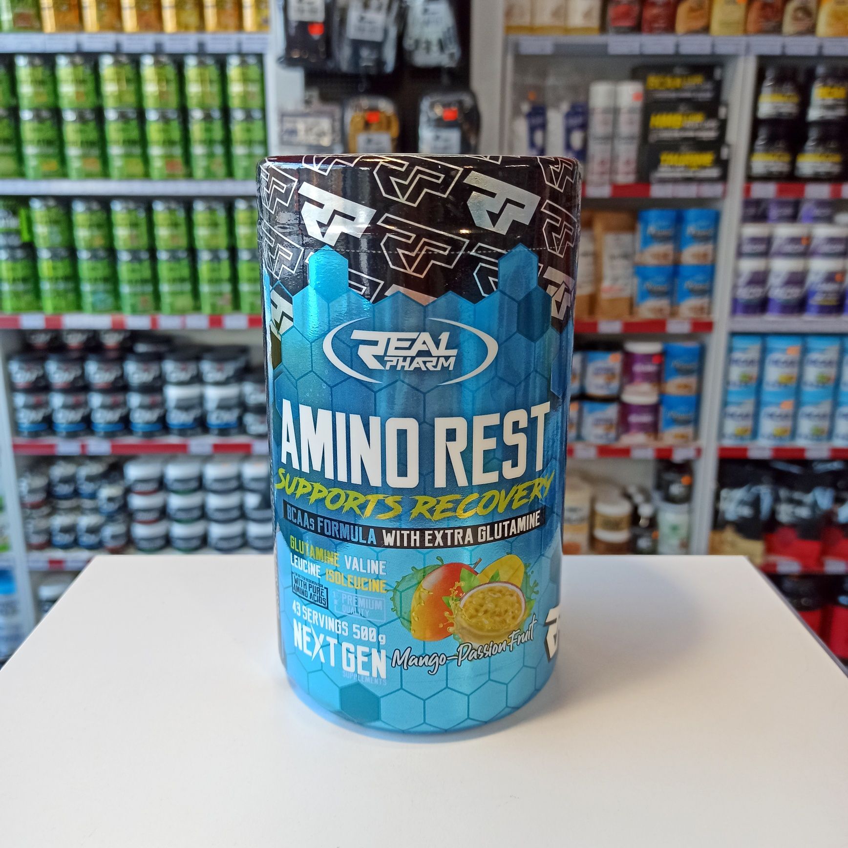 Real Pharm Amino Rest 500g Aminokwasy BCAA + Glutamina różne smaki