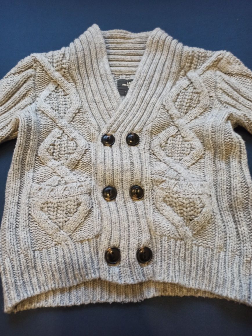Sweter H&M 74 sweterek szary sesja Święta zima ciepły