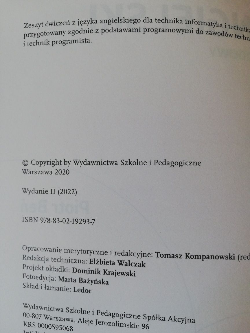 Język angielski zawodowy WSiP technik informatyk technik programista