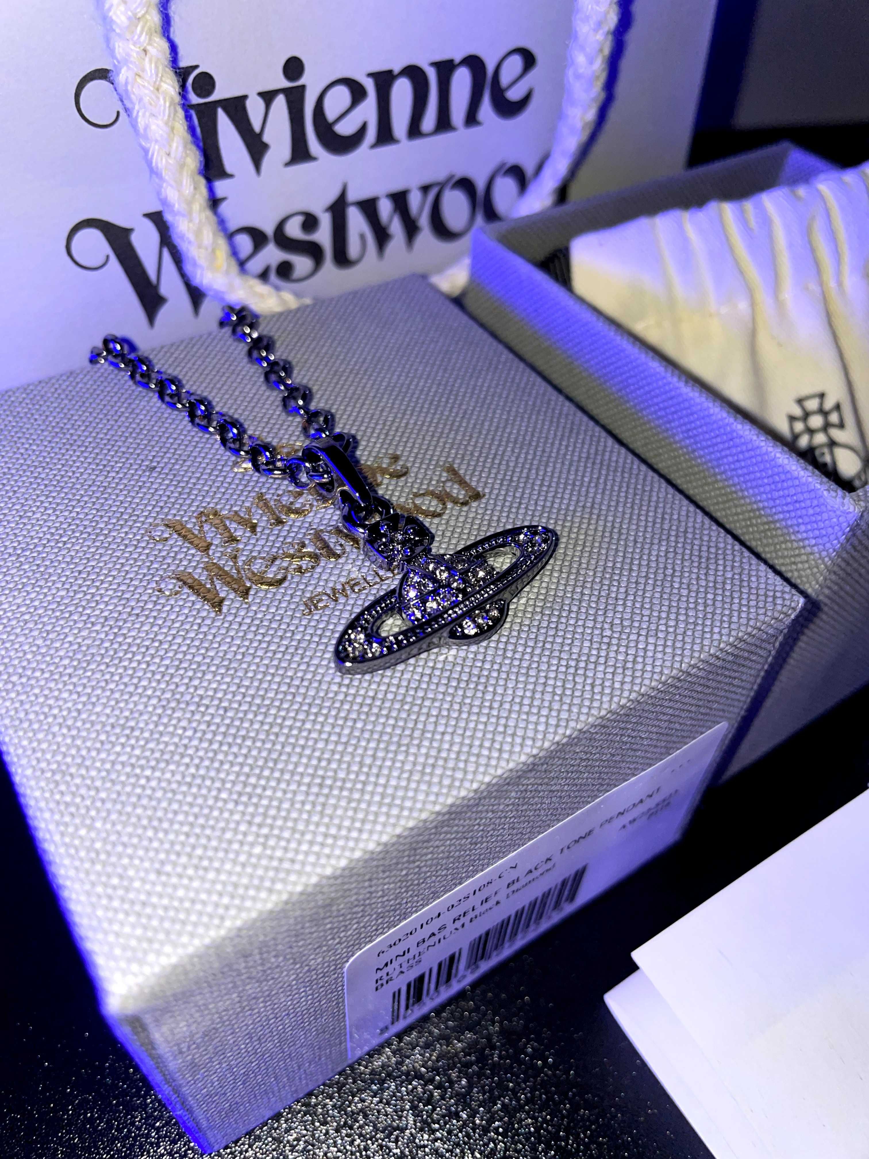 Є ЧЕК! Vivienne Westwood mini bas orb black Подвеска Ожерелье сережки