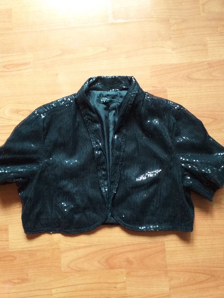 Cekinowe bolerko r.L,spodnie Reserved  m/l,elegancką bluzeczka r s/m