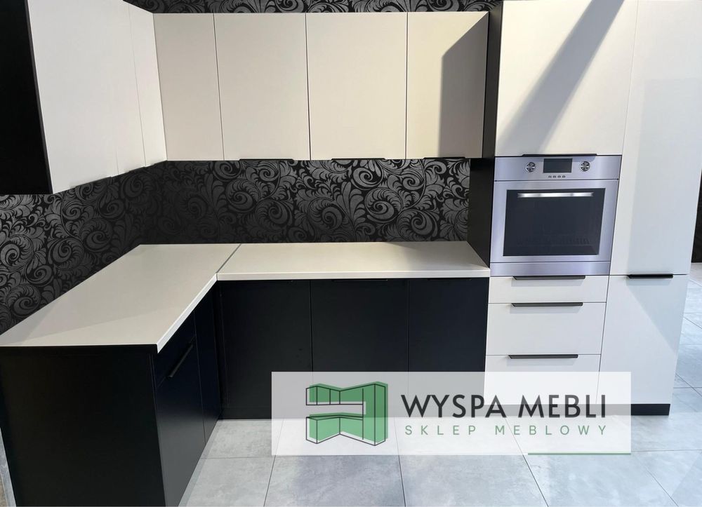 NOWA kuchnia 355x190cm kaszmir meble kuchenne na wymiar czarny