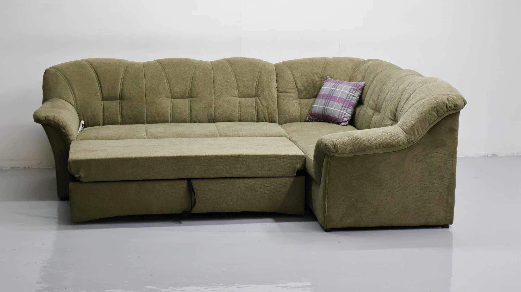 SZA DESIGN NAROŻNIK funkcja spania kanapa, rogówka, tkanina sofa ZIELO