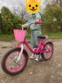 Дитячий велосипед новий 12"" princess" кошик, багажник. Pink