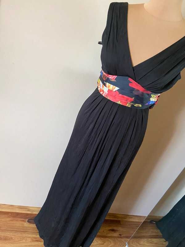 Ted baker suknia dluga maxi sukienka kolorowy pas floral kwiaty xs s