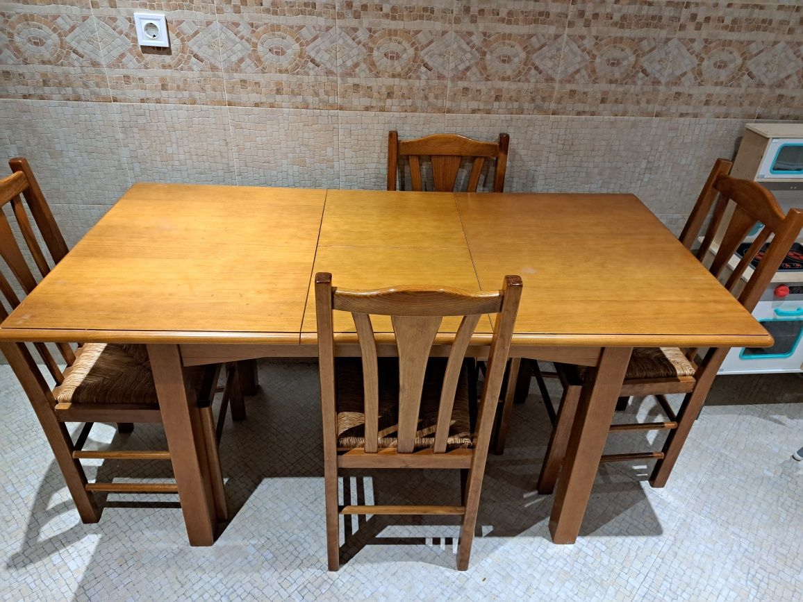 Mesa extensível madeira pinho 80cm x 120cm (160cm)
80