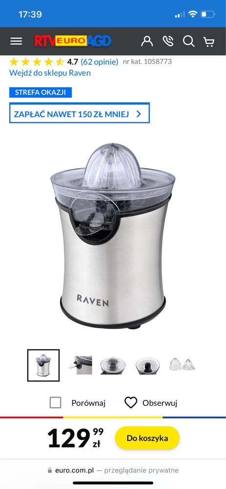 Wyciskarka do cytrusow Raven
