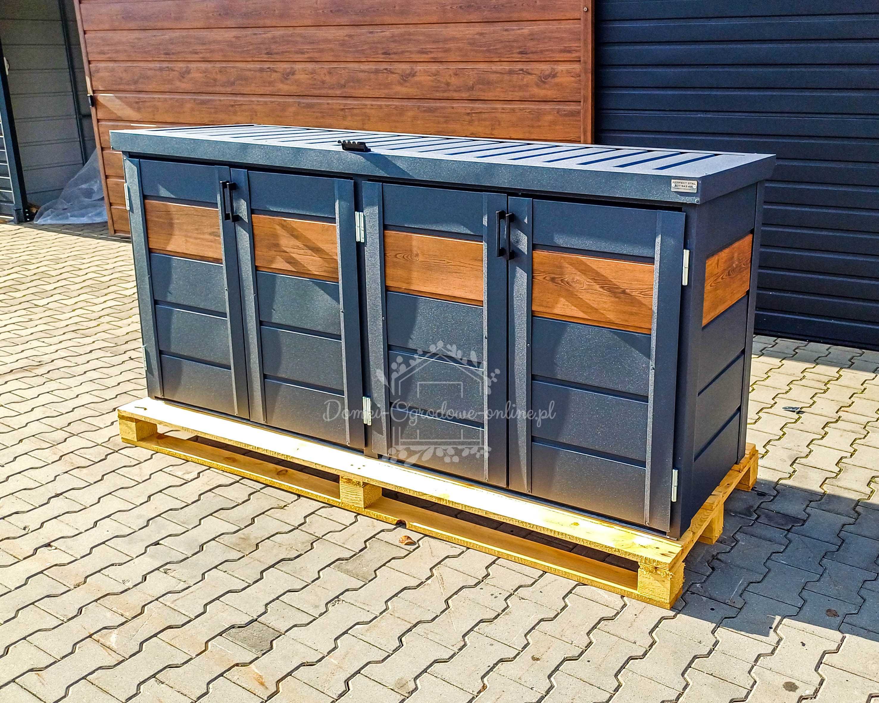 Zabudowa koszy na śmieci wiata  235x65x110 cm 4x120L antracyt  ID872