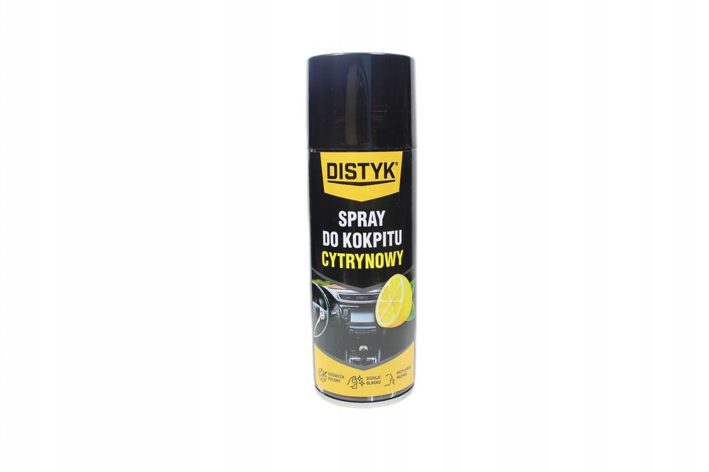 DISTYK Spray do kokpitu CYTRYNOWY Świeży zapach wysoki połysk odświeża