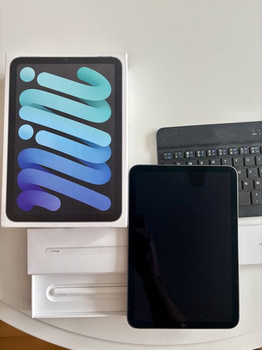 stan idealny Ipad mini 6 gen, apple pencil, klawiatura
