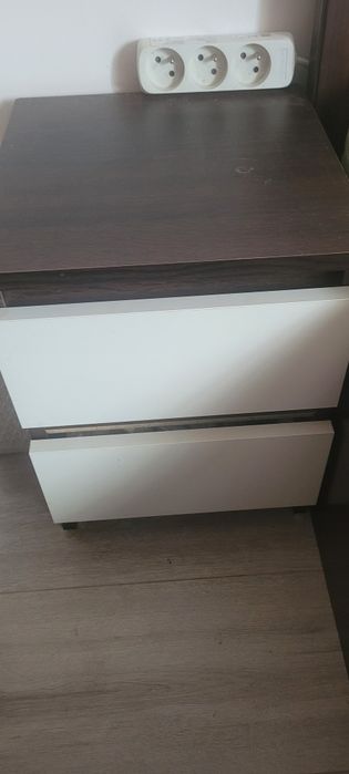 2x stolik nocny brązowo biały