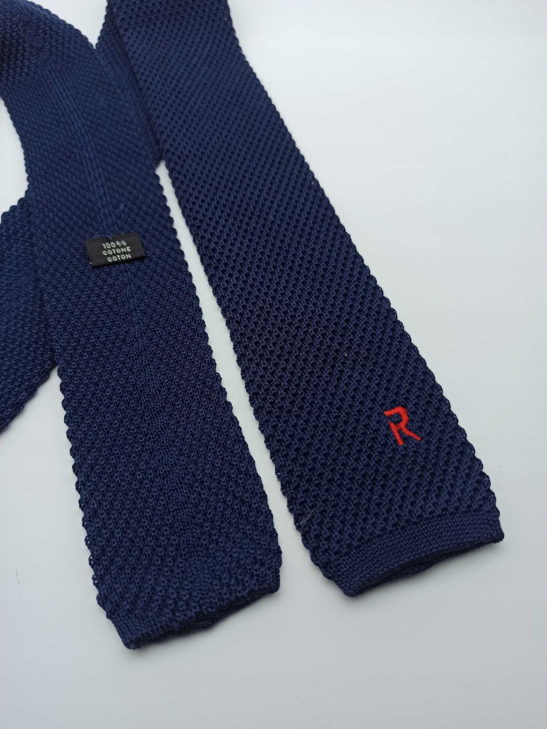 Bawełniany granatowy krawat knit kn26