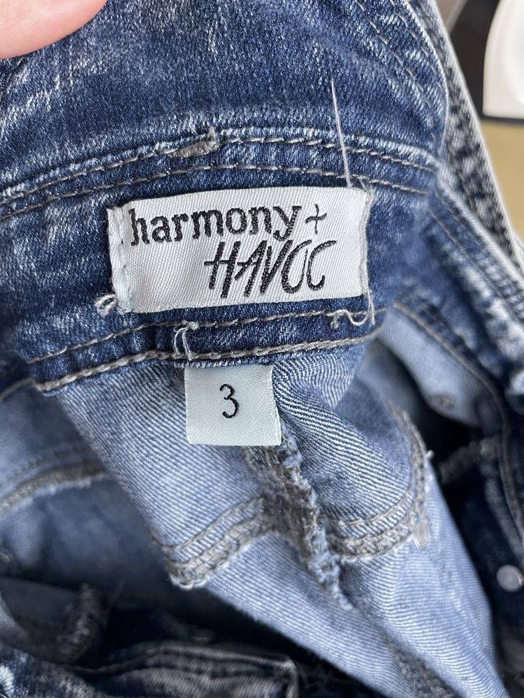 Jeansowe spodnie ogrodniczki XS/S 34/36 Haromony + USA