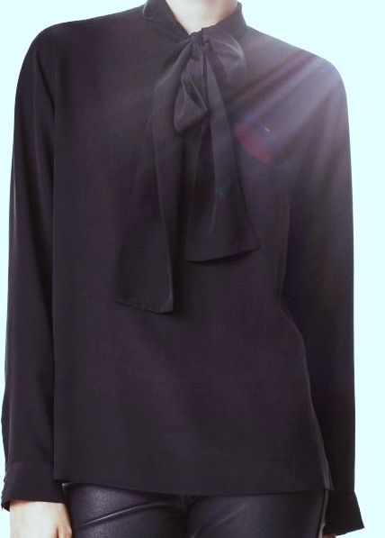 Czarna jedwabna elegancka bluzka wiązana H&M L