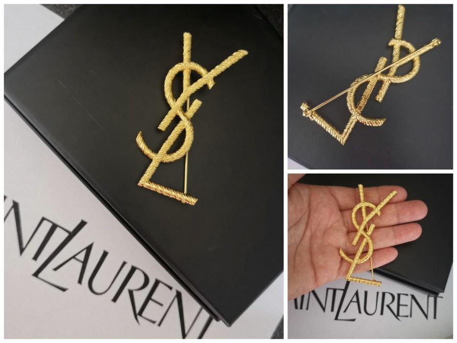 Śliczna broszka złoty kolor 7cm