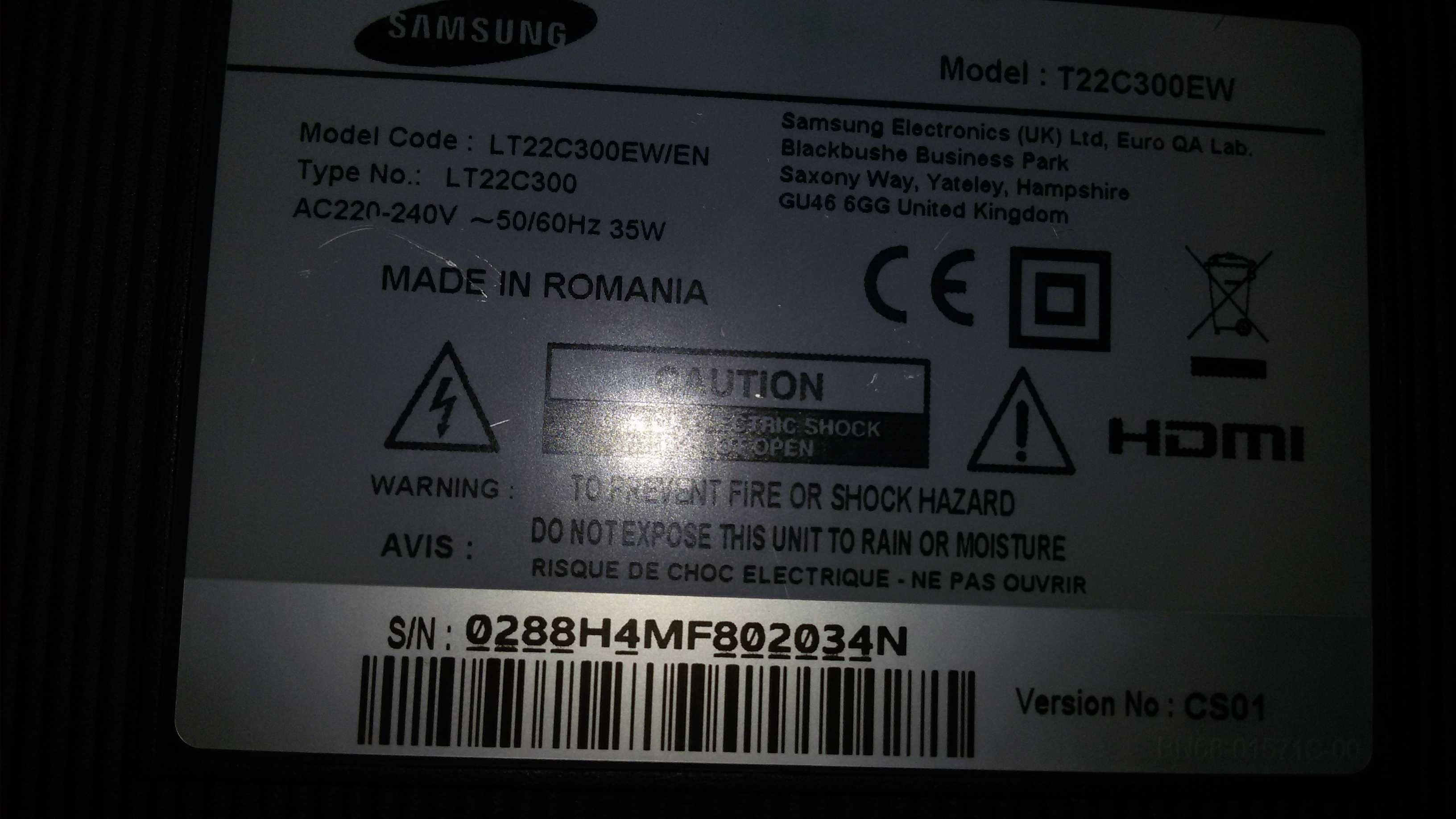 tv led samsung modelo t22c300 ew