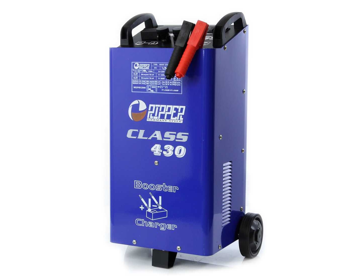 RIPPER Prostownik z rozruchem LCD 12/24V 40-400Ah CLASS430 kable