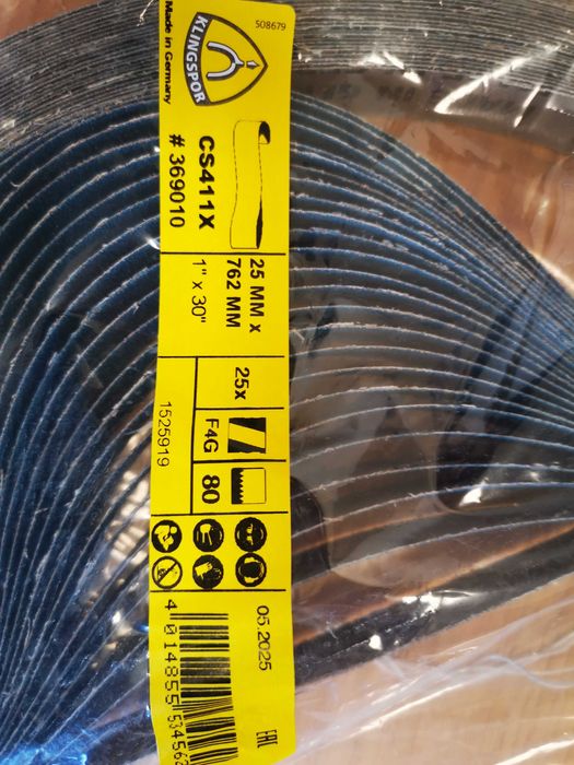 Pas ścierny bezkońcowy 25x762 gr80, elektrokorund cyrkonowy, klingspor