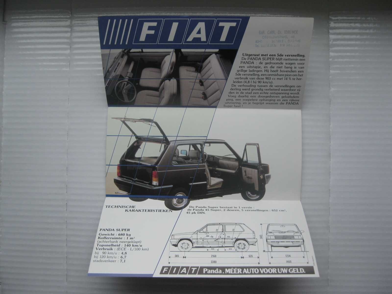 FIAT PANDA I Prospekt Katalog Fiat Panda 45 Super