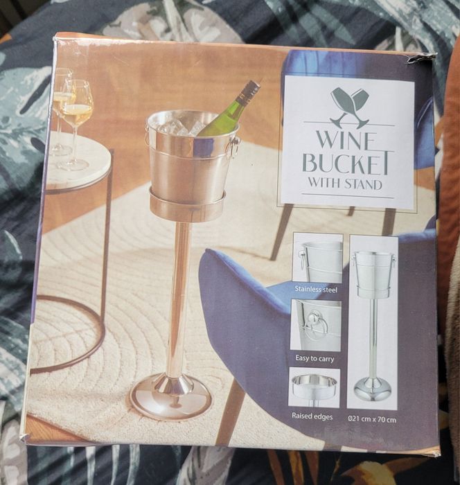 Metalowa Chłodziarka do Wina na Stojaku 21 x 70 cm