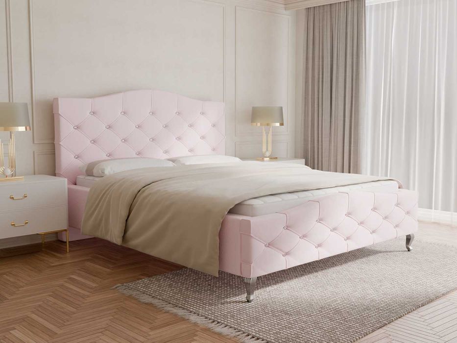 Łóżko tapicerowane Glamour karo 160x200 ze stelażem