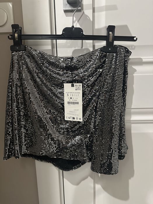 Шикарная юбка шорты в пайетки zara