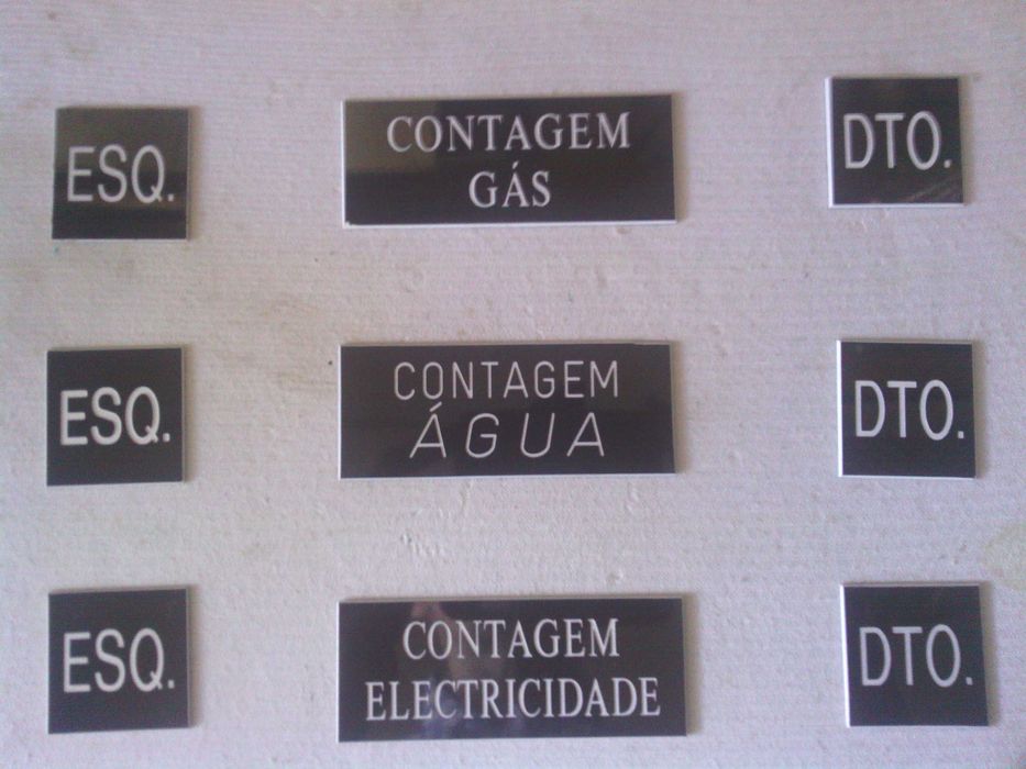 Placas de sinalização Contador de: Gaz, Agua, Luz direito ou esquerdo