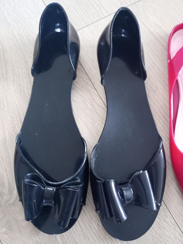 Buty damskie baleriny sandały plastikowe czarne różowe 40