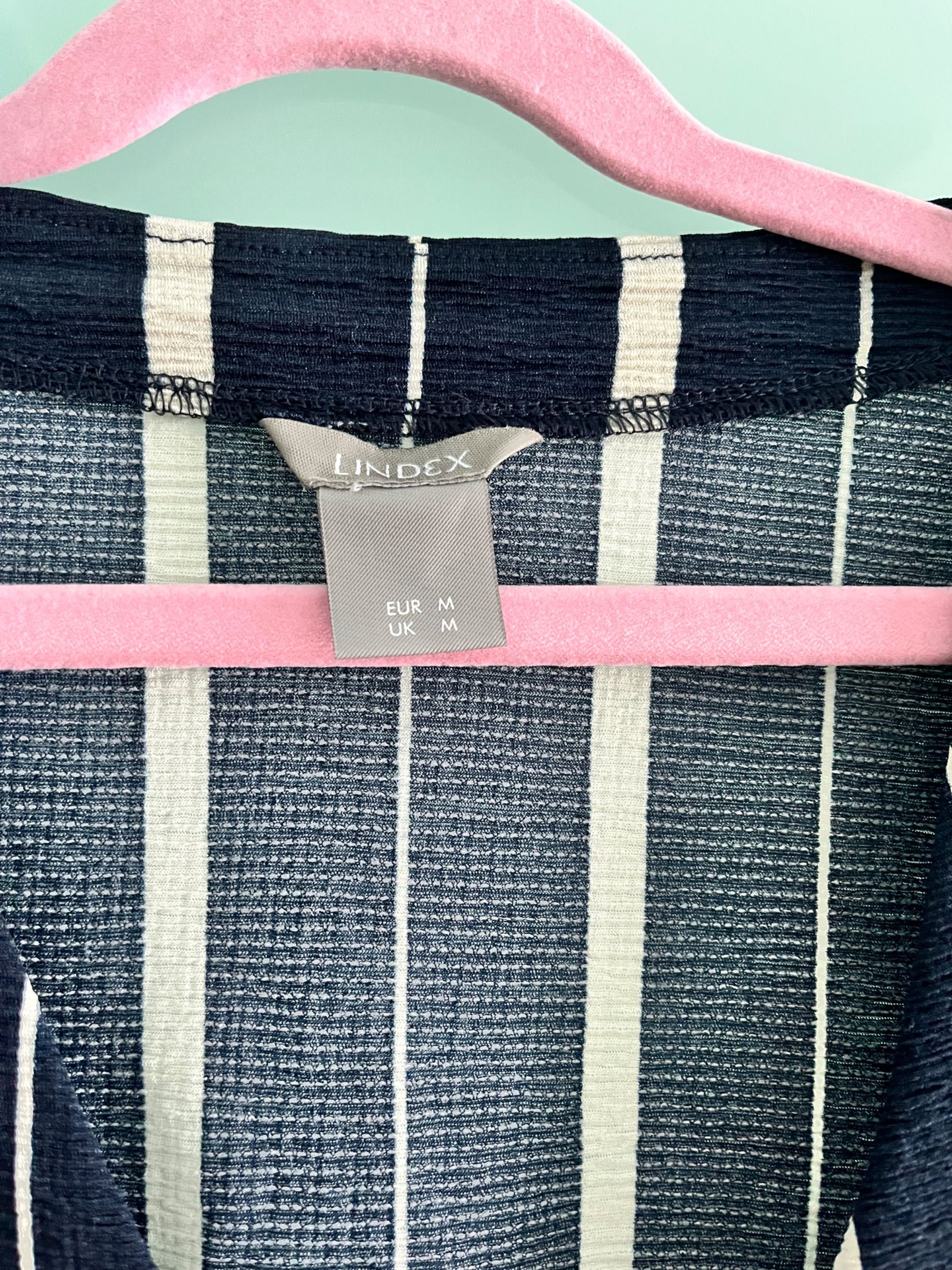 Bluzka granatowa z paskami i wiązaniem, casual & chic M Lindex